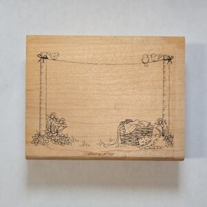 Wooden Stamp with Floral and Basket Design - Stampin' Up 1997